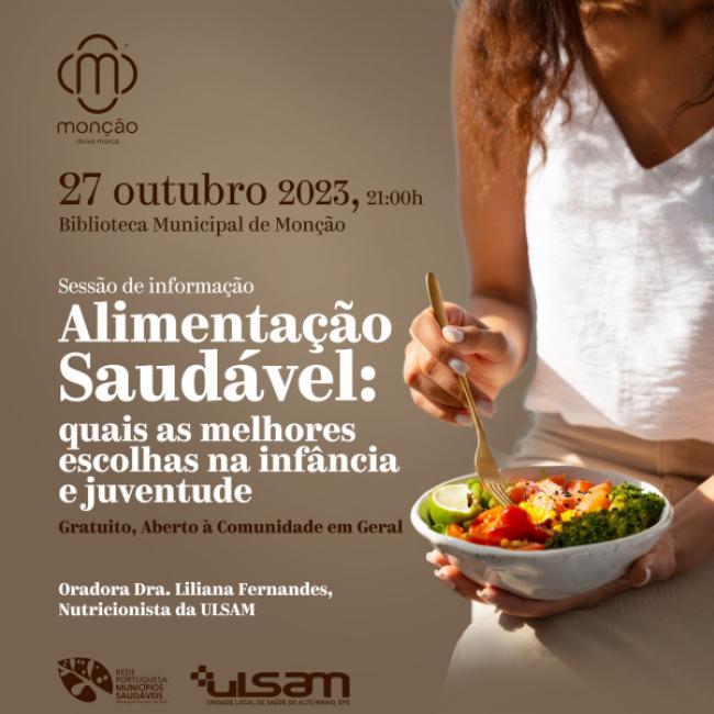 Cartaz da sessão informativa sobre alimentação saudável